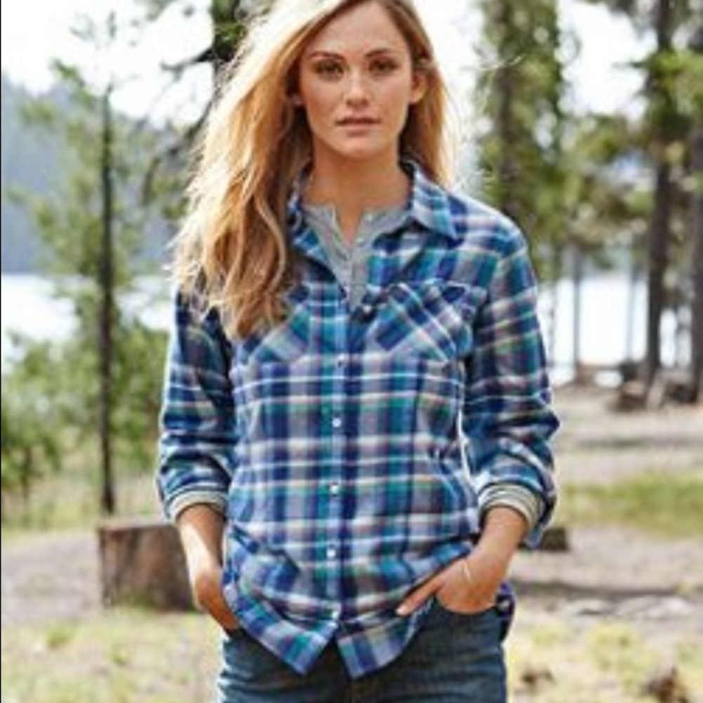 L.L. Bean Flannel Button Down Top, Like New!
